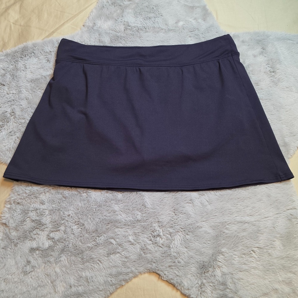 Lands End Swim Skirt Solid Navy Blue Skort Swimsuit Bottom Size 10